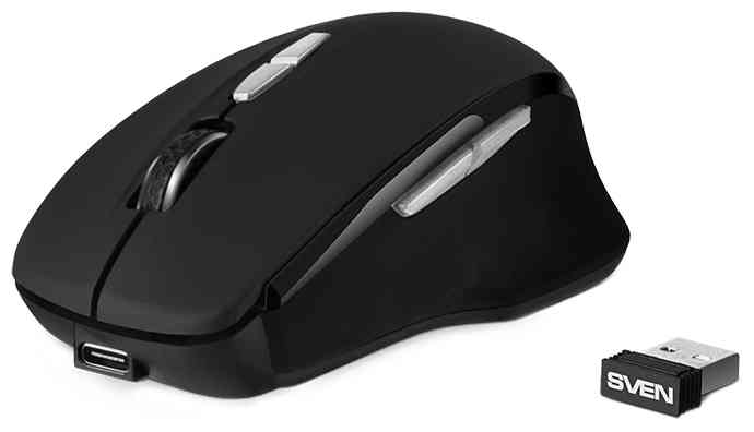 SVEN RX-590SW чрн. (бесш. кл., Bluetooth, 2,4GHz, 6+1кл., ST, 800-1600DPI) Бес мышь
