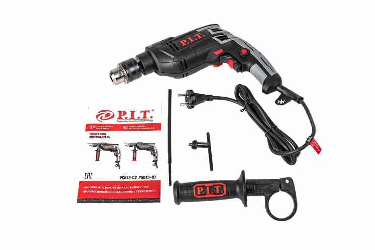 P.I.T. PSB13-C2 780Вт, 25Нм, ключевой патрон 13mm, 0-3000rpm, коробка Дрель ударная сетевая