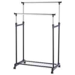 Вешалка напольная GR-03A 2 перекладины с сеткой внизу размер: 75*42*90-160см аналог 311404 (1)
