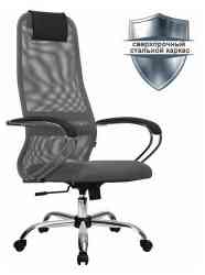 МЕТТА офисное МЕТТА "SU-B-8" хром, ткань-сетка, сиденье мягкое, светло-серое кресло