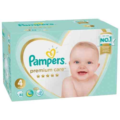 Pampers Подгузники Premium Care, Размер 4, 9-14кг, 82 шт.