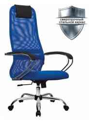 МЕТТА офисное МЕТТА "SU-B-8" хром, ткань-сетка, сиденье мягкое, синее кресло
