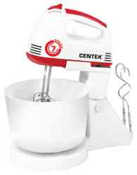 CENTEK CT-1113 белый/краный с чашей Миксер