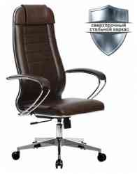 МЕТТА офисное МЕТТА "К- хром, рецик. кожа, сиденье и спинка мягкие, темно-коричневое кресло