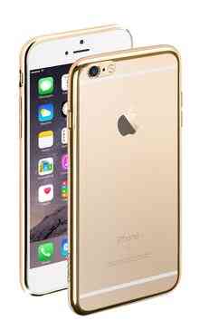 Силиконовый чехол с зеркальной каемкой Gold для iPhone 6