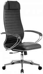 МЕТТА офисное МЕТТА "К- хром, рецик. кожа, сиденье и спинка мягкие, черное кресло