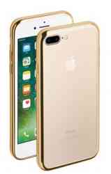 Силиконовый чехол с зеркальной каемкой Gold для iPhone 7 Plus