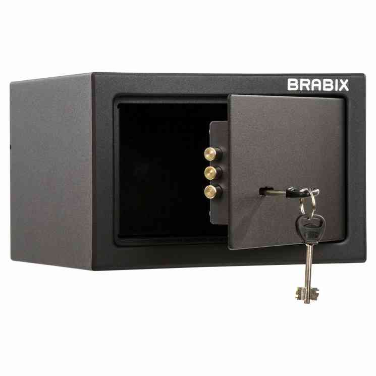 Сейф мебельный BRABIX "SF-170KL", 170х260х230 мм, ключевой замок, черный