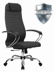 МЕТТА офисное МЕТТА "К-27" хром, ткань, сиденье и спинка мягкие, серое кресло