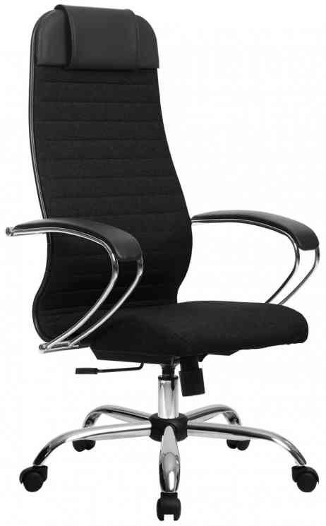 МЕТТА офисное МЕТТА "К-27" хром, ткань, сиденье и спинка мягкие, черное кресло