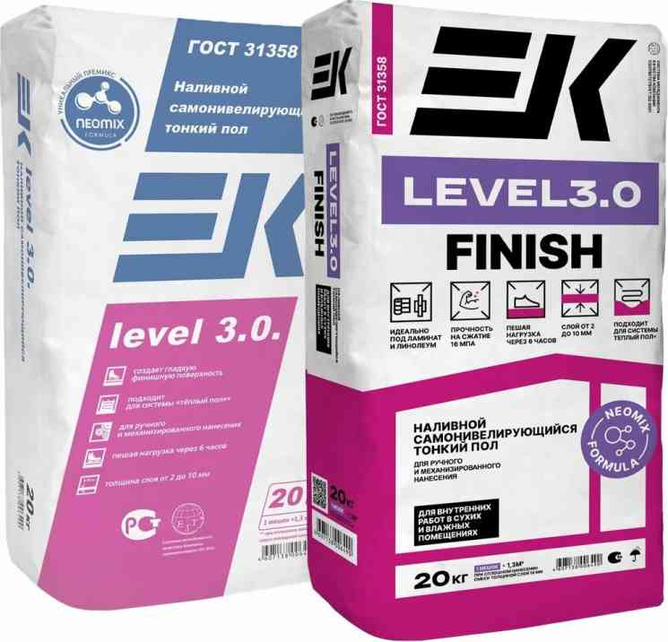 Смесь для пола ЕК LEVEL 3.0 финишный (20 кг) 1-10мм