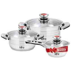 LARA LR02-104 Набор посуды ADAGIO, 3 пр., (кастр. 2.3л + 4.2л ) + сотейник 1.6л. - LR03-16