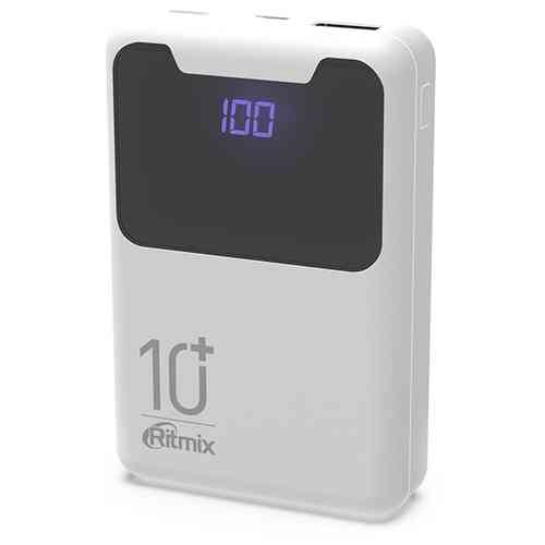 Внешний аккумулятор RITMIX RPB-10005 White 10000 Mah microUSB+Type C, USB 5В 2.1А max