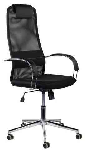 BRABIX офисное BRABIX "Pilot EX-610 CH" premium, хром, ткань-сетка, черное, 532417 кресло