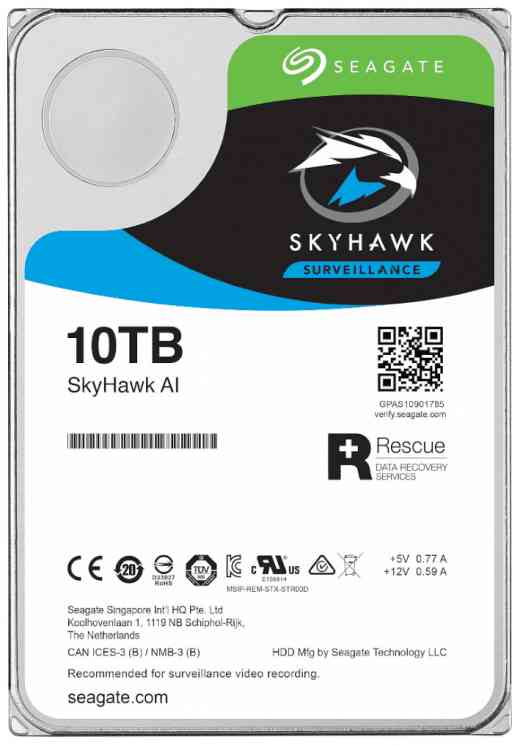 SEAGATE HDD 3.5" SkyHawk AI, 10Tb, ST10000VE0008, 7200rpm, 256Mb
