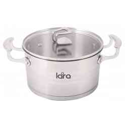LARA LR02-11 Кастрюля (нерж) PREMIUM 16x9см, 1.8л, оцинк литые ручки,капсул индукц дно, плоск кр.