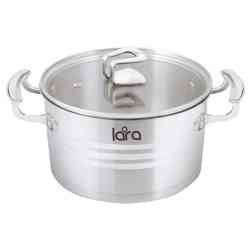 LARA LR02-13 Кастрюля (нерж) PREMIUM 20x11см, 3.1л, оцинк литые ручки,капсул индукц дно,плоск кр