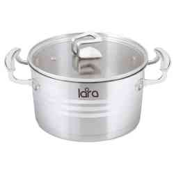 LARA LR02-14 Кастрюля (нерж) PREMIUM 22x12см, 4.4л, оцинк литые ручки,капсул индукц дно,плоск крышка