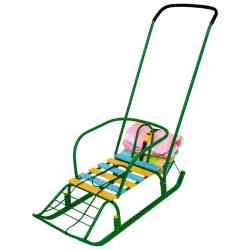 Санки Тимка 7 зеленый Т7 (2) перекладная ручка (реал/упак)