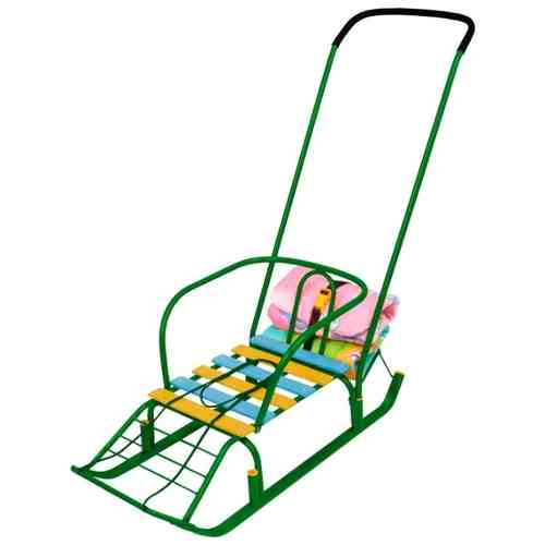 Санки Тимка 7 зеленый Т7 (2) перекладная ручка (реал/упак)