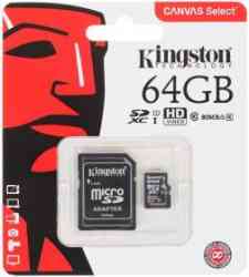 KINGSTON MicroSDXC 64Gb Class10 UHS-I U1 80Mb/s + Адаптер, RTL