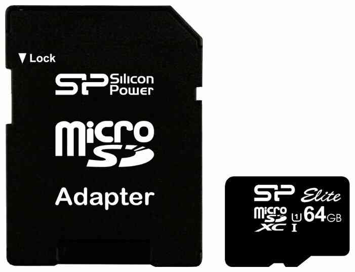 SILICON POWER MicroSDXC 64Gb Class10 UHS-I Elite + Адаптер RTL