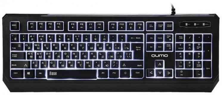 QUMO BASE K59, , 104 клавиши,белая подсветка, плетеный кабель, golden USB клавиатура