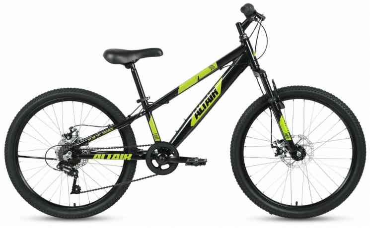 Велосипед ALTAIR AL 24 D (рост 12" 7ск.) 2020-2021, черный/зеленый